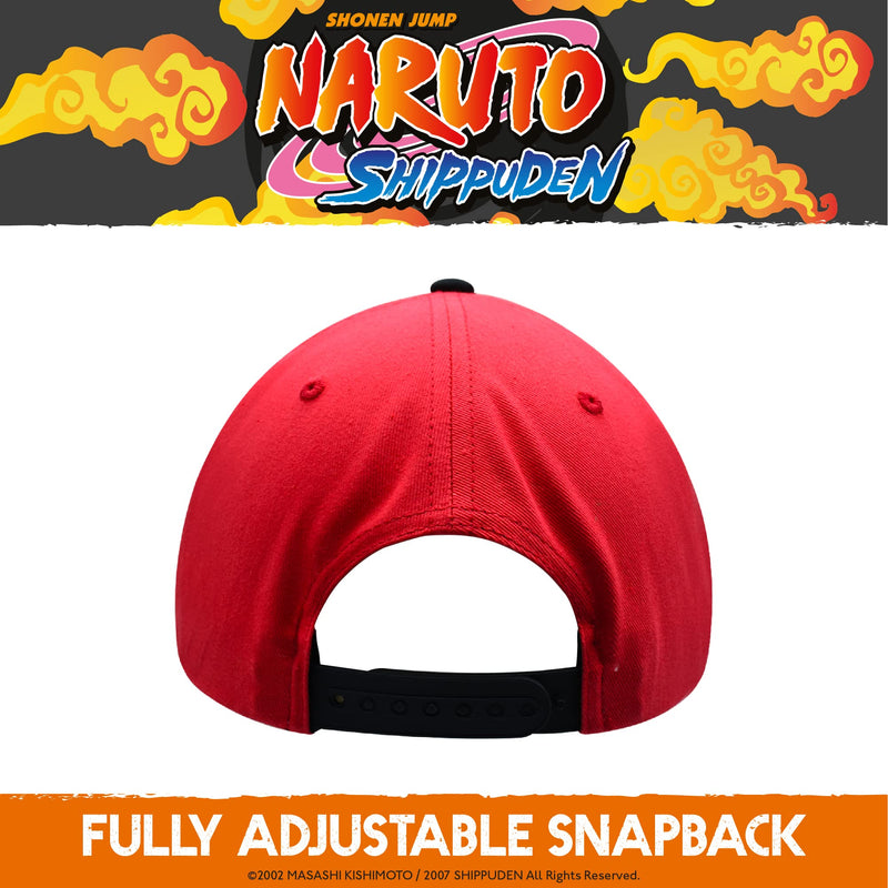 Naruto Baseball Hat, Jutsu Daggers Design Adult Snapback Cap with Flat Brim, Red/Black, One Size