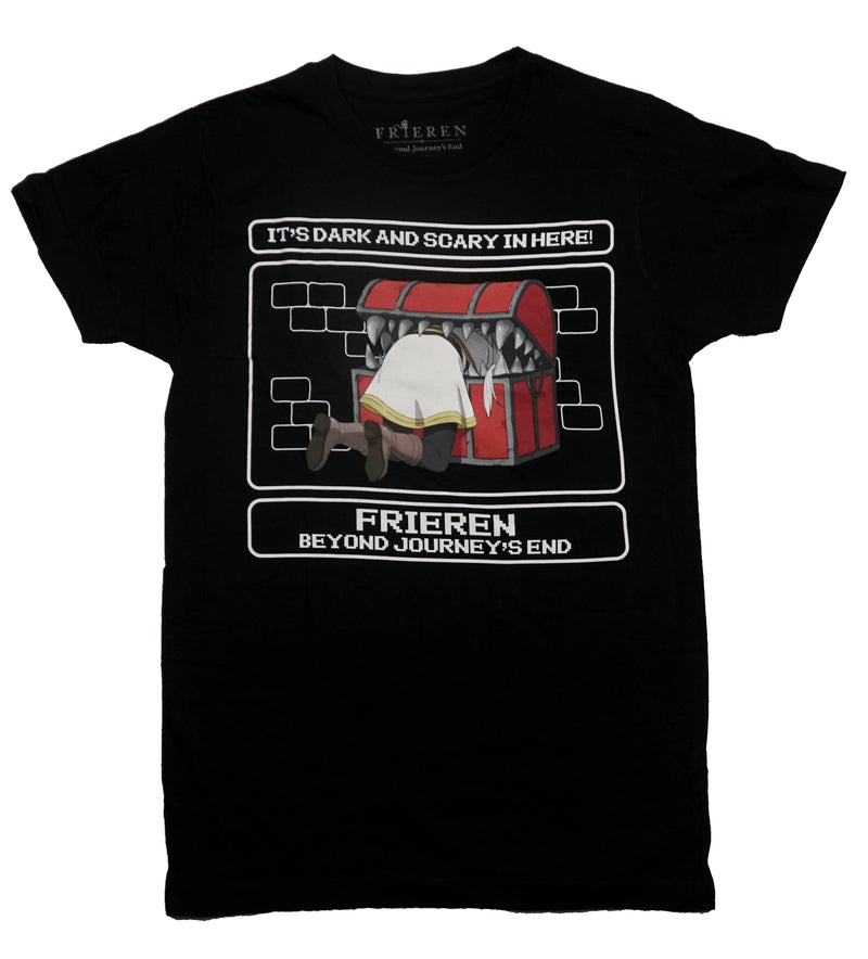 Frieren Mens T-Shirt - Pixel Font It's Dark and Scary In Here! Mimic - Inmyparentsbasement.com