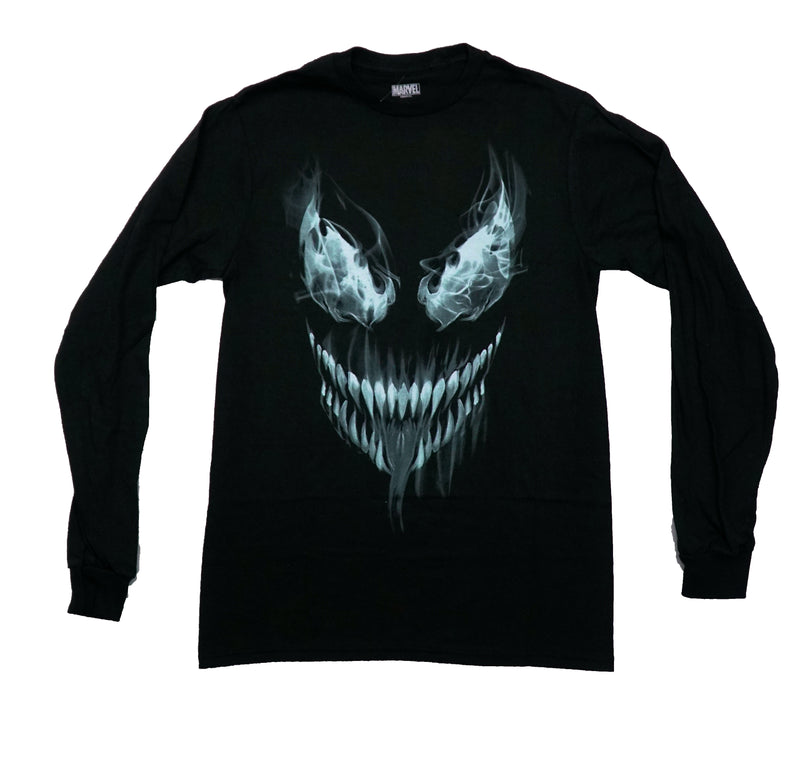 Venom Mens Long Sleeve T-Shirt - Smokey Ghost Face Image
