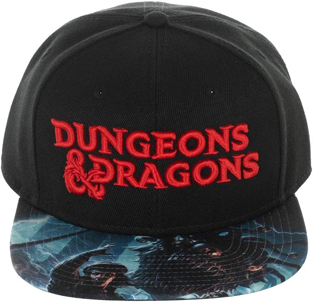 Dungeons and Dragons Classic Logo Men's Black FLATBILL Snapback Hat - Inmyparentsbasement.com