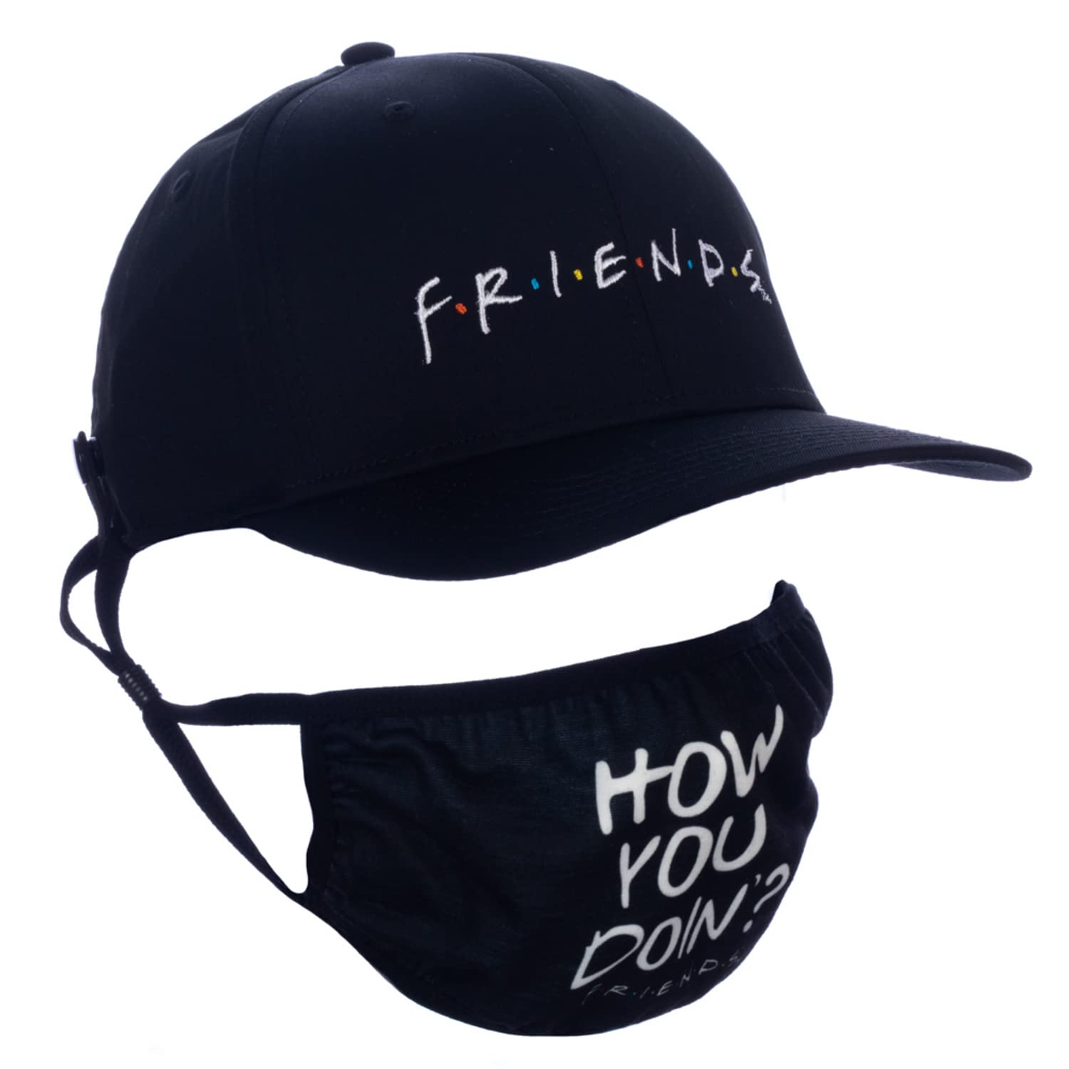 Friends Logo Quote Face Mask and Hat Combo Black