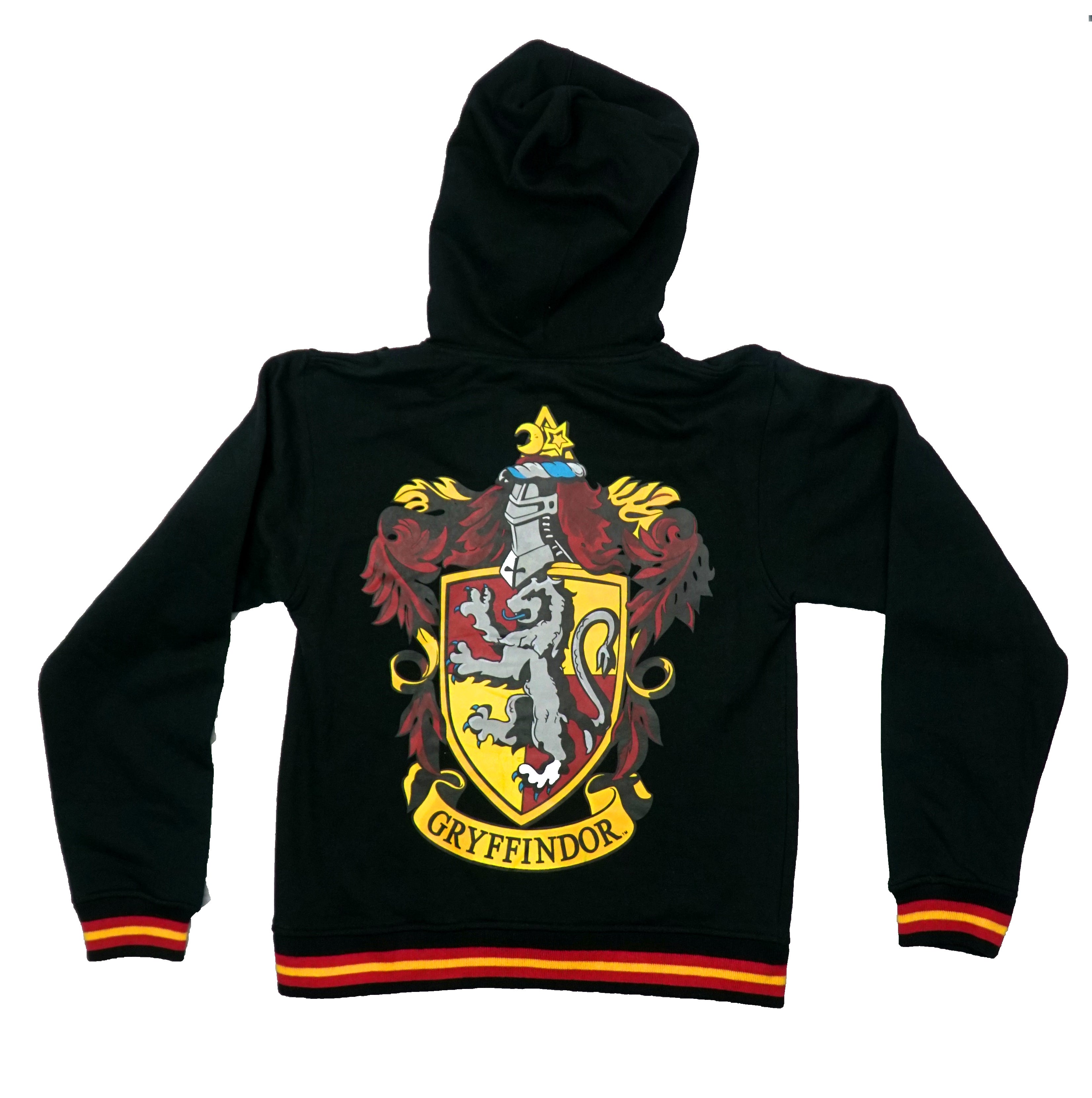 Harry Potter Zip Up Mens Jacket Hoodie  - Gryffindor Lapel and Back Logo