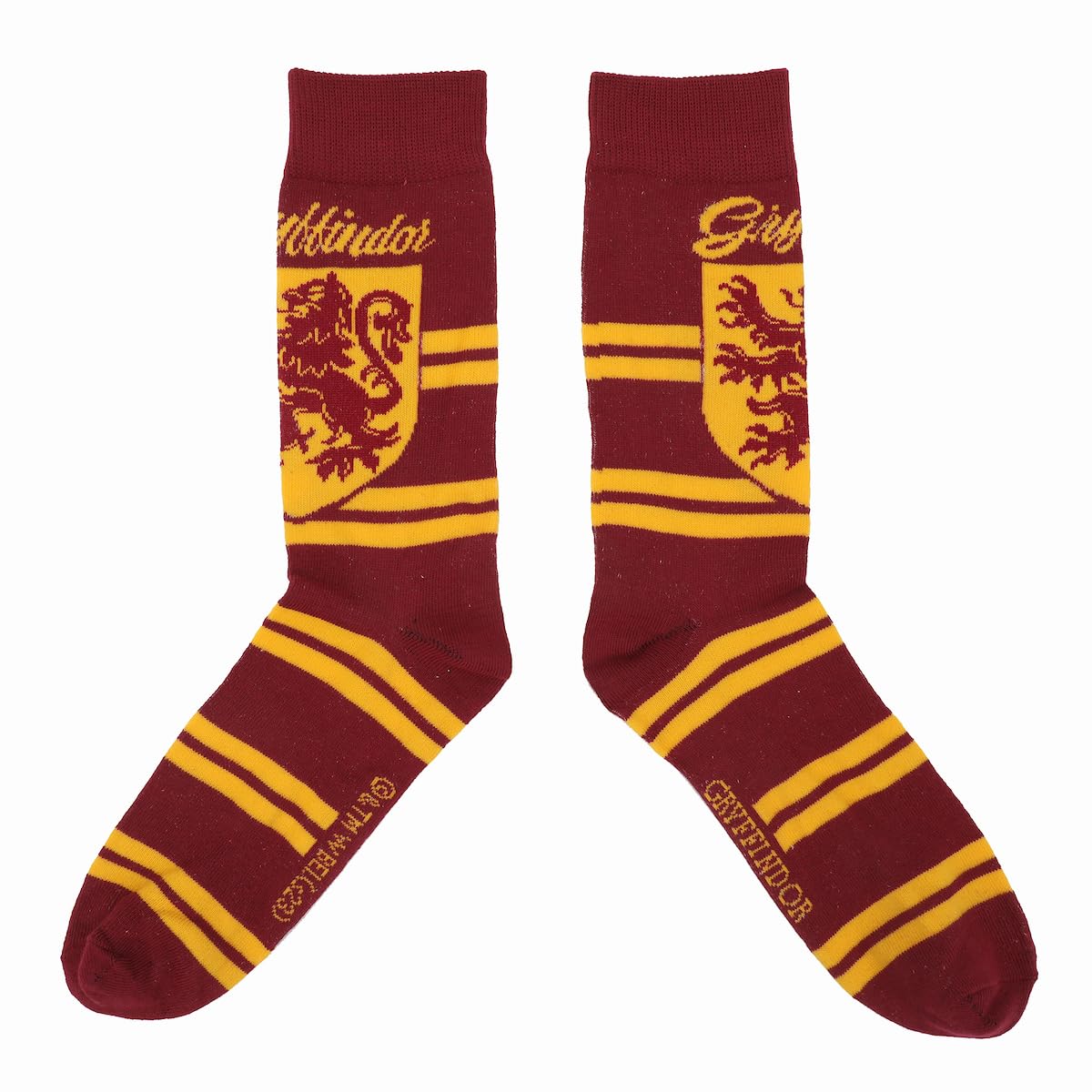 Bioworld Harry Potter Hogwarts House Crests on Varsity Stripes Men's Casual Crew Socks (5 Pairs)