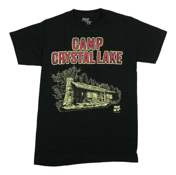 Friday the 13th Mens T-Shirt - Camp Crystal Lake Distressed Yellow Cabin
