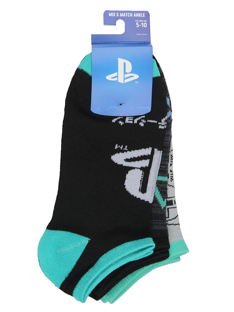 Bioworld PlayStation Adult Logo Icon Controller 3 Pack No Show Ankle Socks