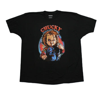 Chucky Child's Play Mens T-Shirt - Airbrush of Chucky Holding Knife