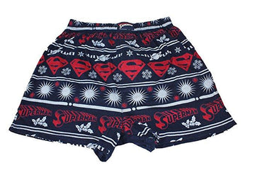 Superman (DC Comics) Novelty Boxers- Christmas Winter Themed Logo Snowflake D...