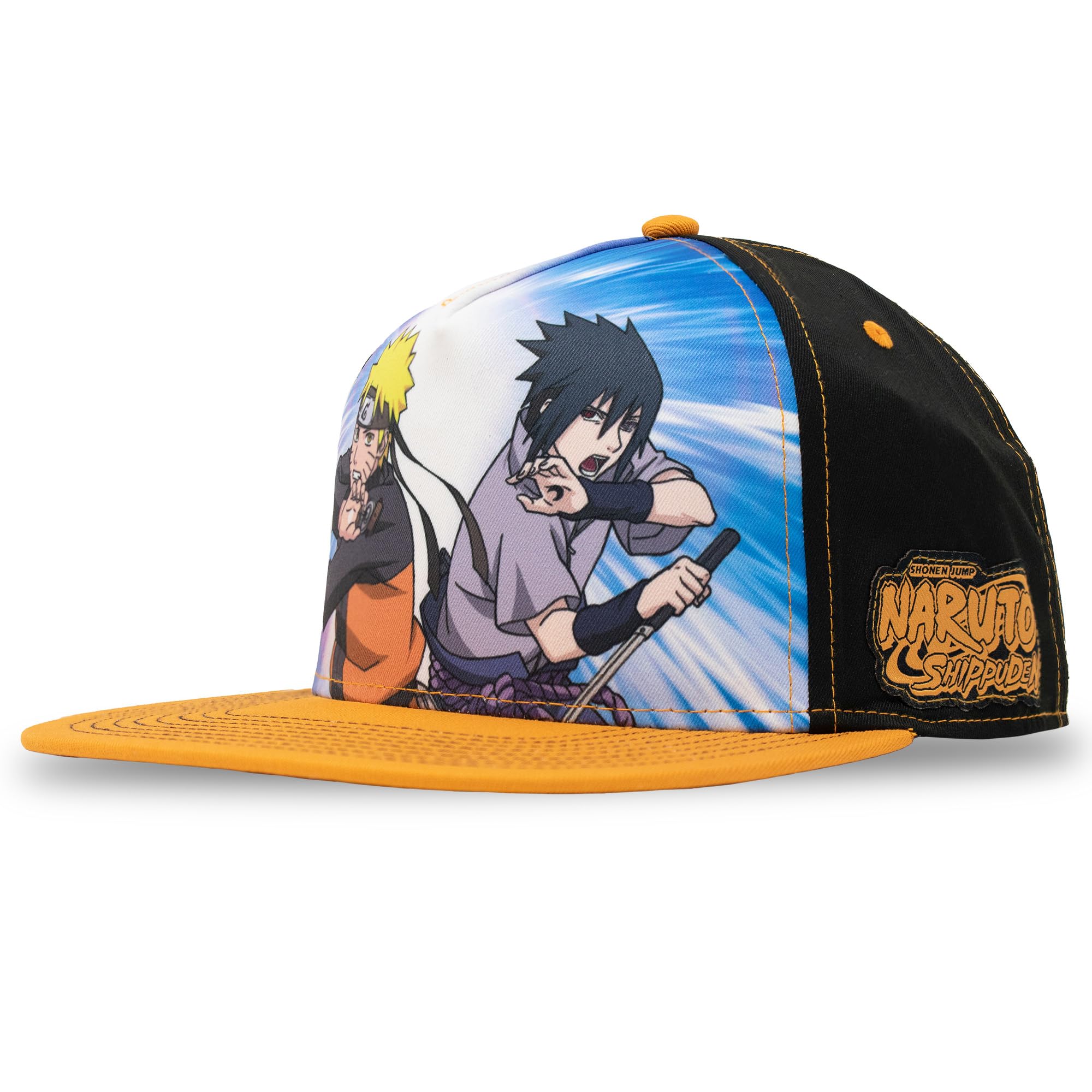 Ripple Junction Naruto Shippuden 5 Panel Structured Adjustable Adult Anime Black Flat Bill Snapback Hat Officially Licensed