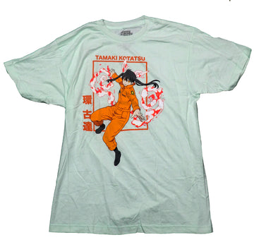 Fire Force Mens T-Shirt -Tamaki Kotatsu Floating In Fire By Kanji