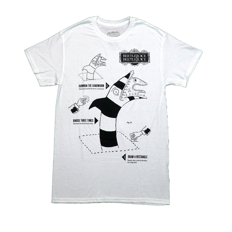 Beetlejuice, Beetlejuice Mens T-Shirt - Sandworm Instruction Image