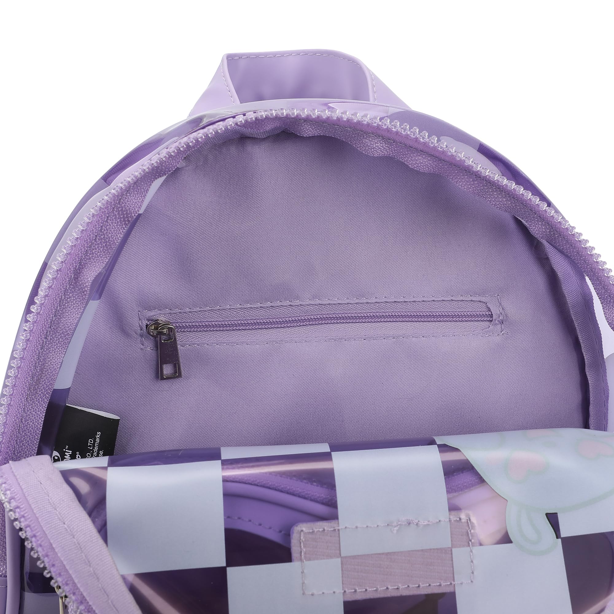 Bioworld Kuromi & Baku Hearts 10" Purple Checkered Women's Mini Backpack