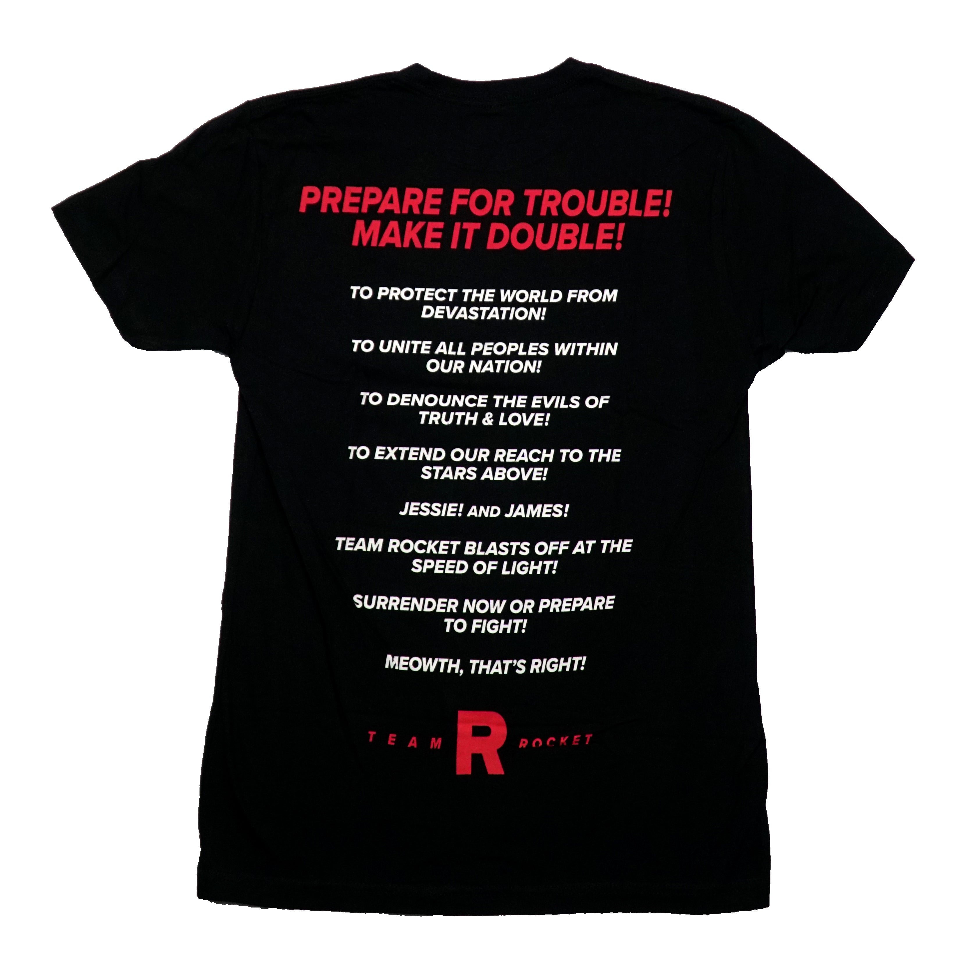 Pokemon Mens T-Shirt -Team Rocket Jesse & James Philosophy Listed on Back