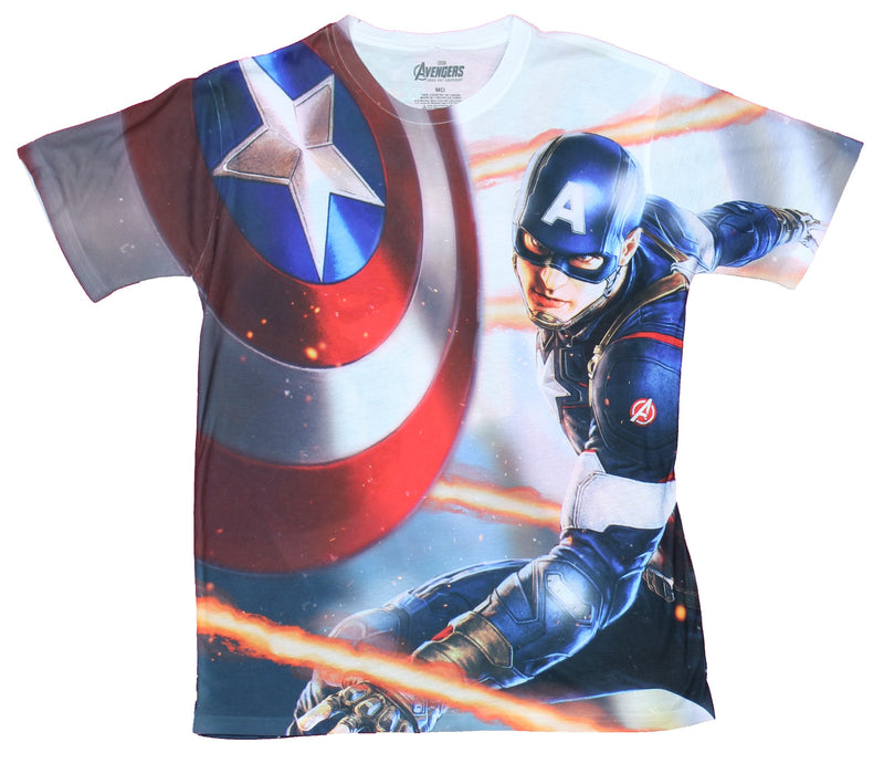 Captain America Mens T-Shirt - Sublimation Shield Throwing Image