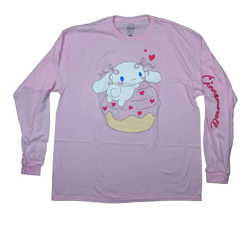 Cinnamoroll Mens Long Sleeve T-Shirt -  Floating Heart & Flower