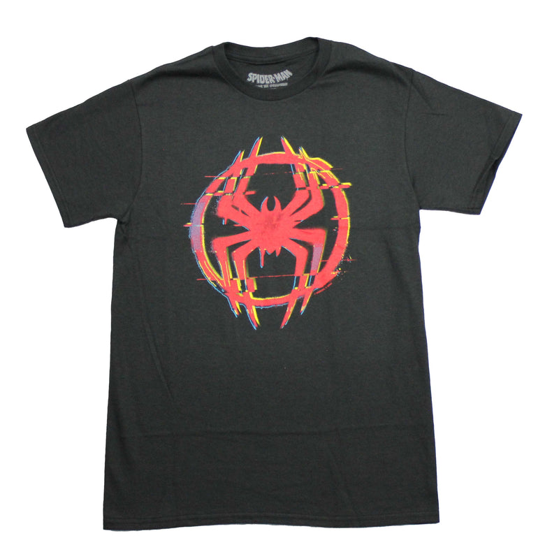 Spider-Man Mens T-Shirt - Graffiti Circle Miles Morales Yellow Highlights