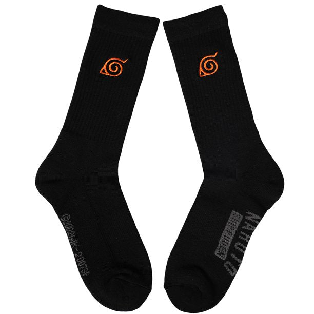 Naruto Embroidered Black Athletic Crew Socks (3-Pack)