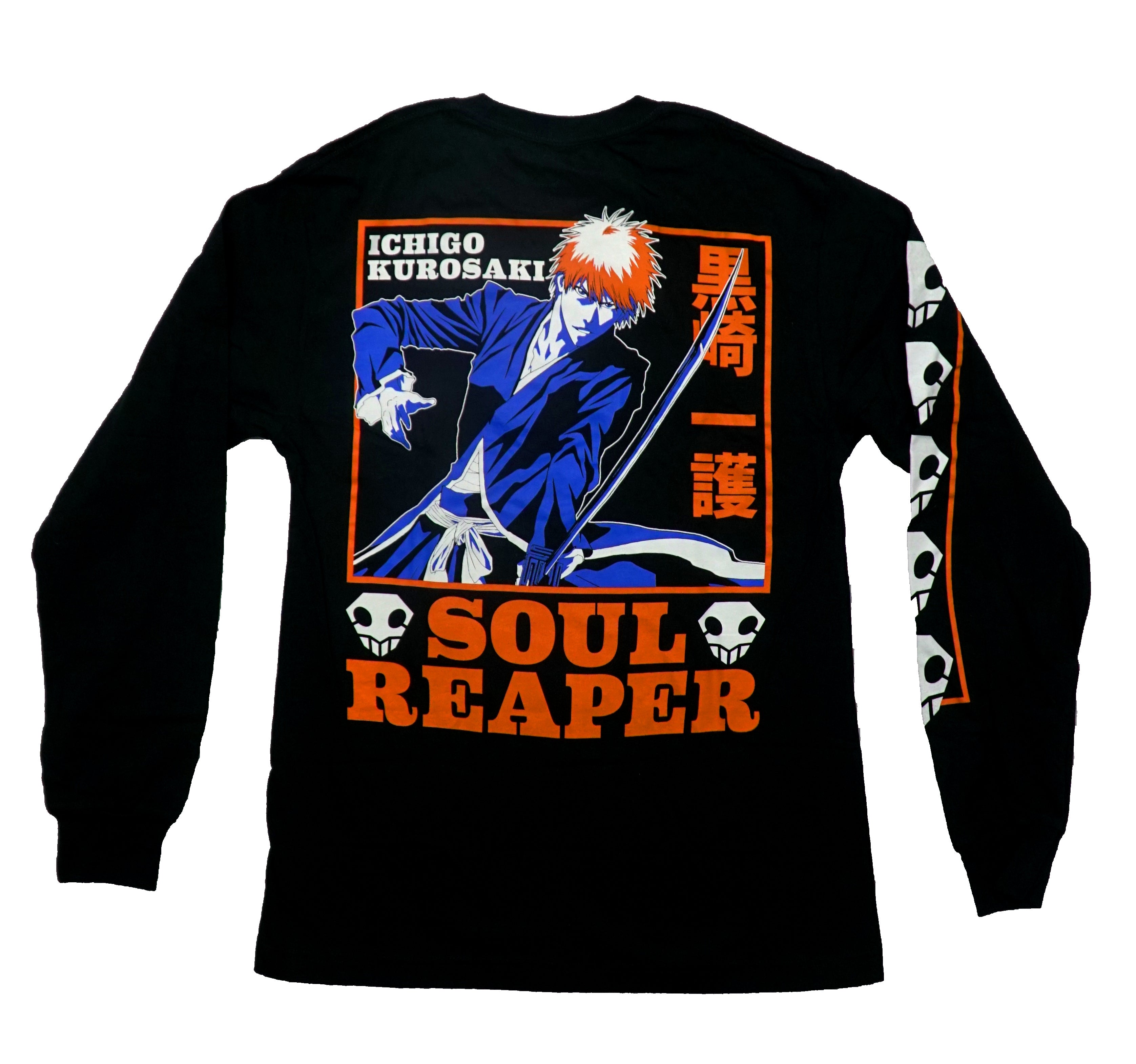 Bleach Mens Long Sleeve T-Shirt - Lapel Soul Reaper Logo Ichigo Kurosaki Back