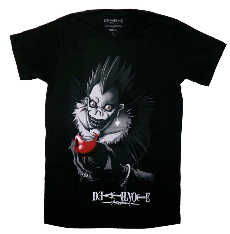 Death Note Mens T-Shirt - Ryuk Holding Bitten Apple