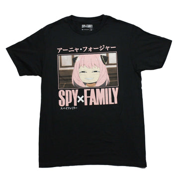 Spy Family Mens T-Shirt - Anya With Suspicious Grin All Pink