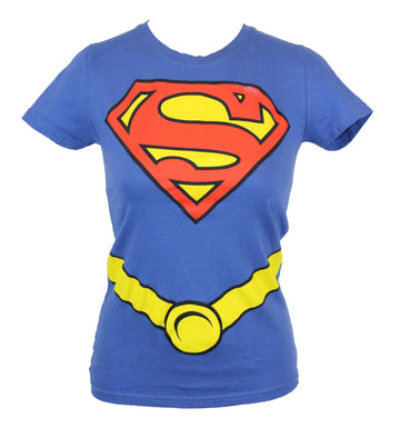 Superman Supergirl Girls Juniors T-Shirt - Classic Costume Front with Belt