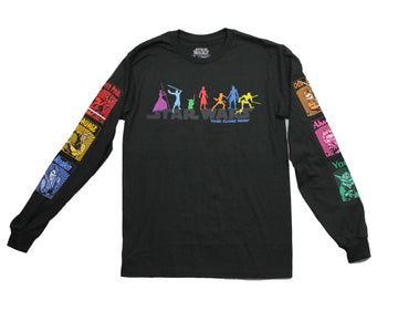 Star Wars Mens Long Sleeve  T-Shirt - Characters Colorful Poses The Clone Wars