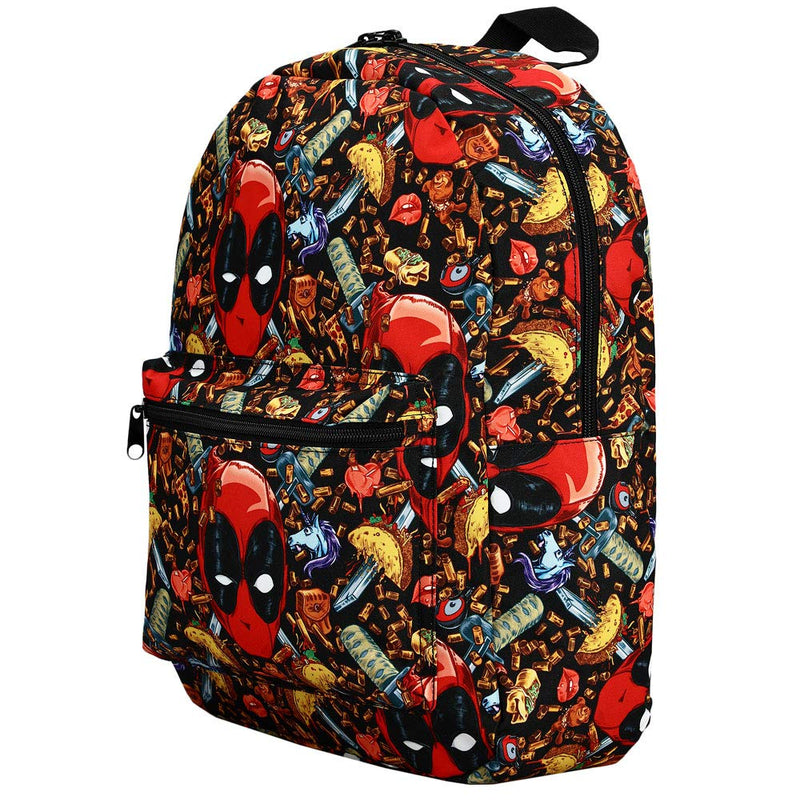 Marvel Comic Book Deadpool Junk Food Collage Tech Backpack