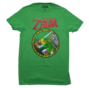 Legend Of Zelda Zelda  Mens T-Shirt - Holding Sword and Shield Circle