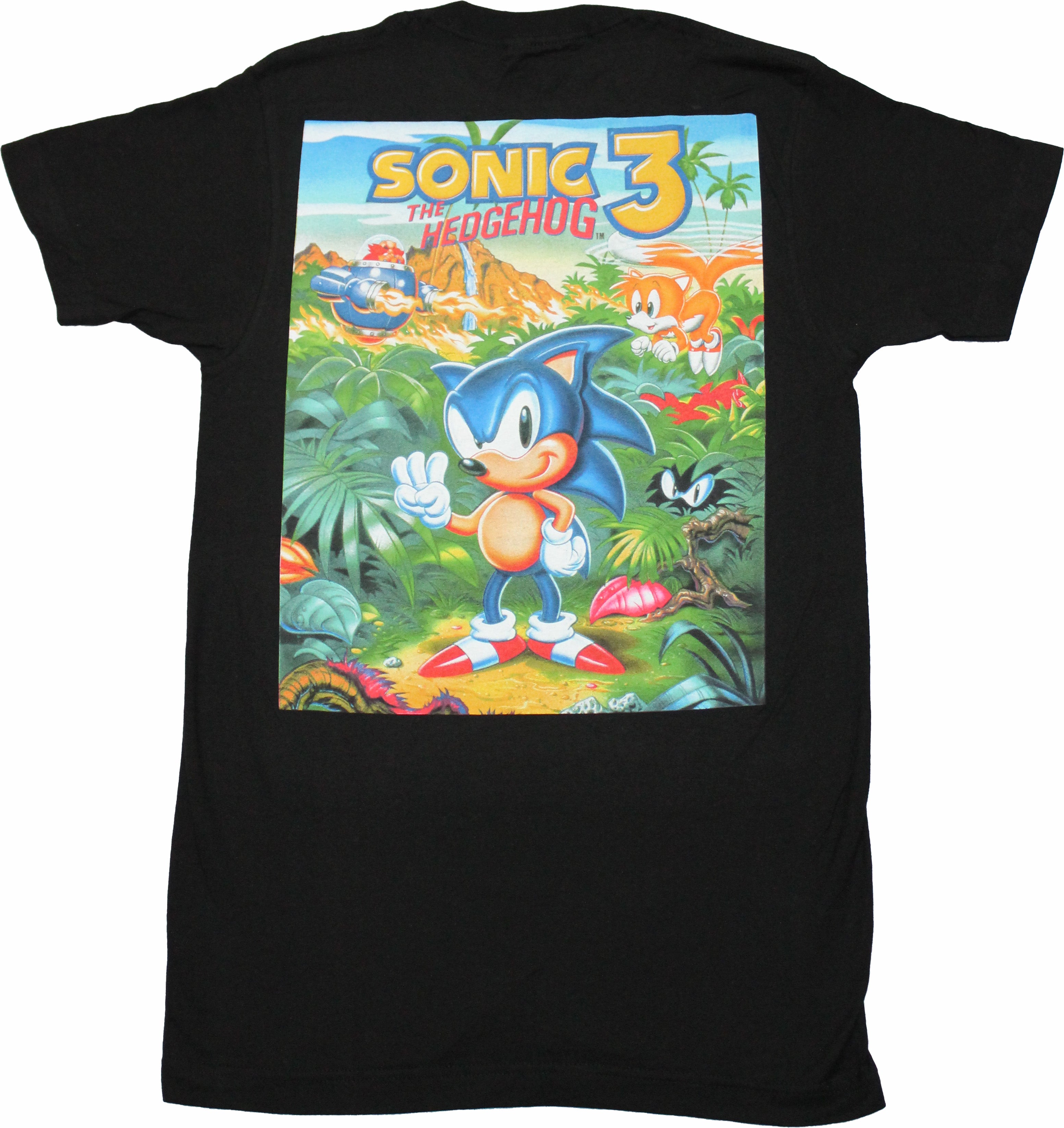 Sonic the Hedgehog  Mens T-Shirt - Sonic 3 Lapel Box Art Back
