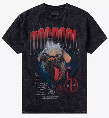 Deadpool & Wolverine Mens T-Shirt - Dogpool Under Logo Mineral Wash