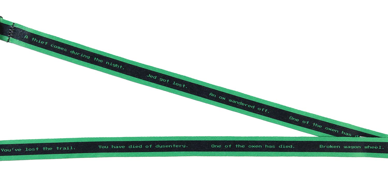 The Oregon Trail Lanyard ID Badge Holder Retro Video Game Design w/Rubber Charm and Collectible Sticker