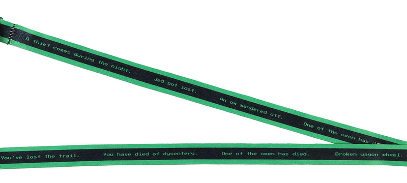 The Oregon Trail Lanyard ID Badge Holder Retro Video Game Design w/Rubber Charm and Collectible Sticker
