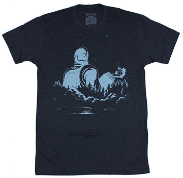 The Iron Giant Mens T-Shirt - Giant Sitting In forest Gazing Over Shoulder