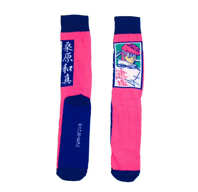 Yu Yu Hakusho Kazuma Kuwabara Pink Character pose Men's crew sock