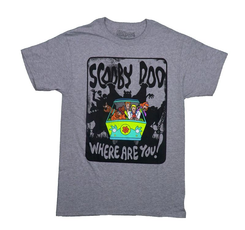 Scooby Doo Mens T-Shirt - Worried Gang In Mystery Machine Where Are You! - Inmyparentsbasement.com