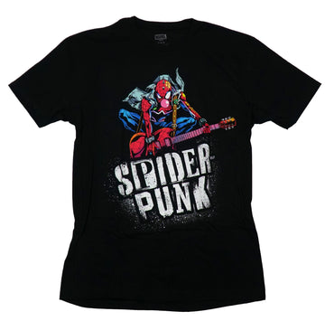 Spider Punk  Mens T-Shirt -Bubble Gum Playing Guitar Colorful Cast Back