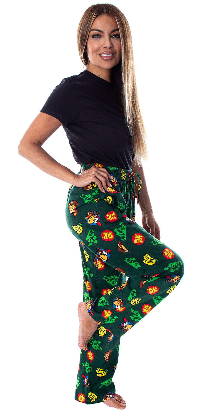 Nintendo Adult Donkey Kong and Diddy Kong Tropical Soft Cotton Pajama Pants