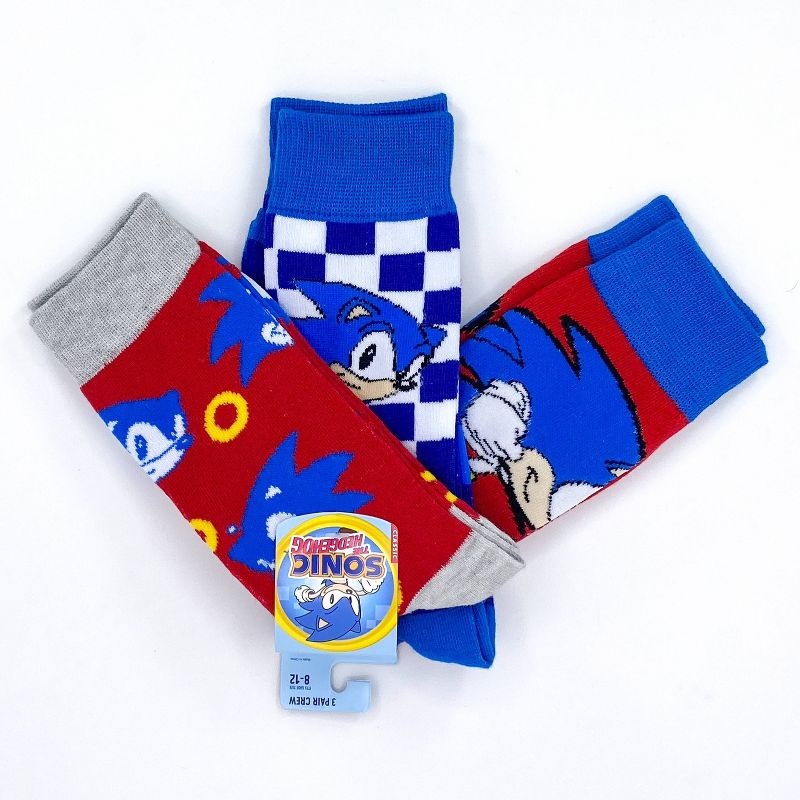 Sonic the Hedgehog Crew Socks - Red/Blue - 3pk