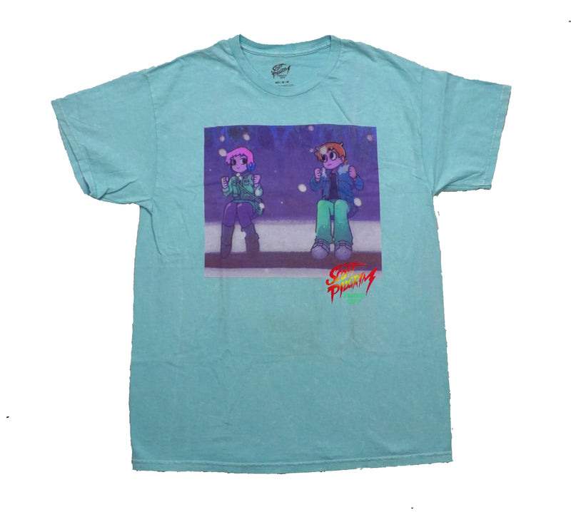 Scott Pilgrim Takes Off Mens T-Shirt - Boxed Duo Sitting on Swings