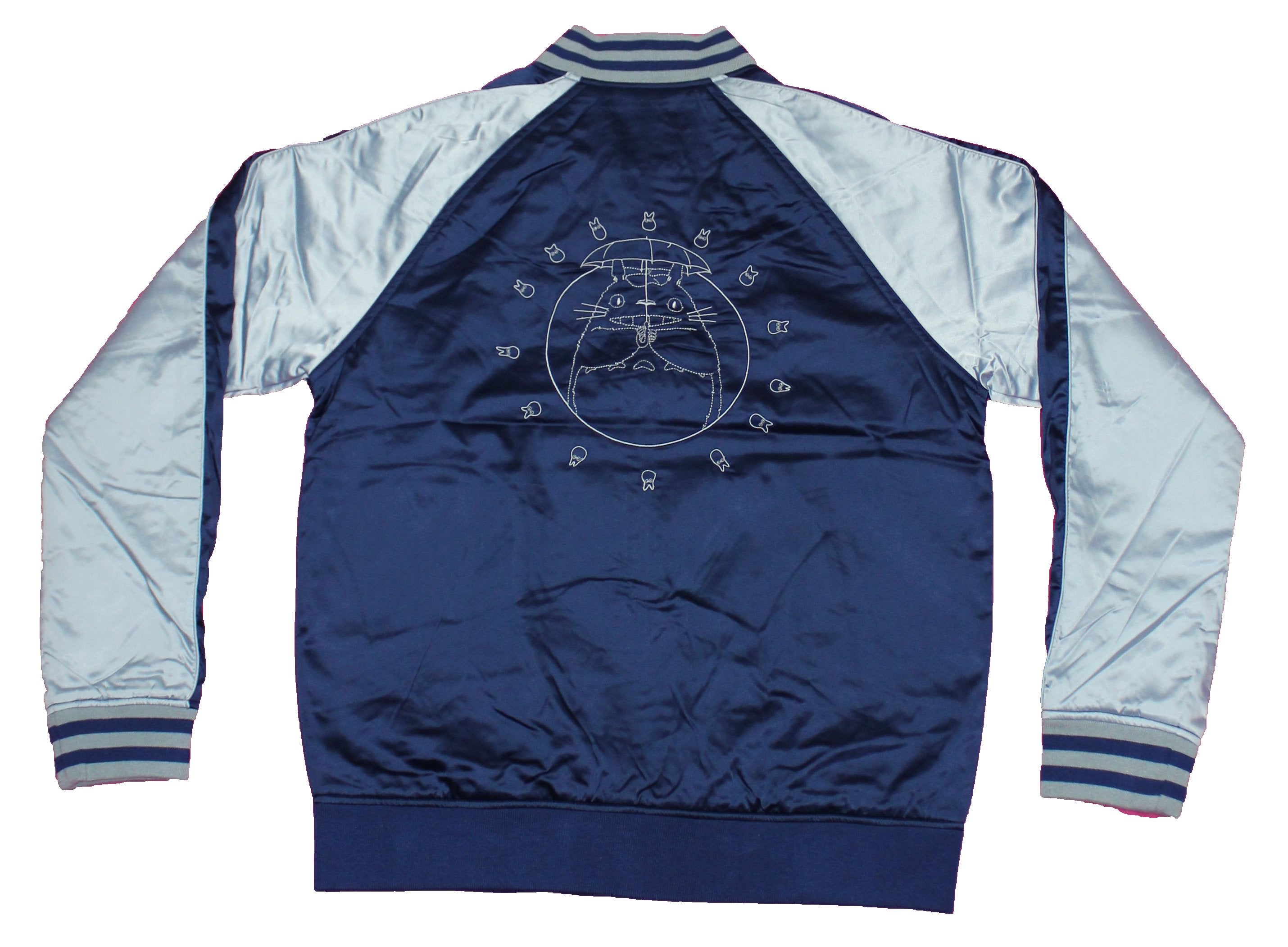 My Neighbor Totoro Satin Style Jacket - Kanji Lapel Totoro Circle Umbrella Design