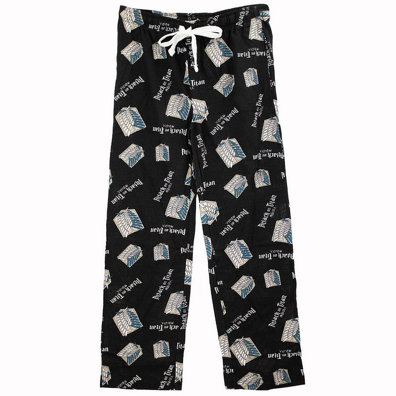 Ripple Junction Attack on Titan Mens Lounge Pants Scout Regiment Shield Anime Kanji Logo All Over Print Officially Licensed