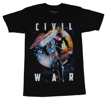 Captain America Mens T-Shirt -  Civil War Iron Man Cap Word reflecting Shield