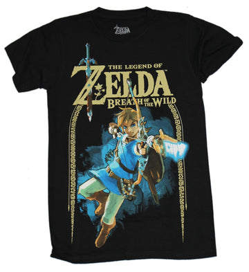 Legend of Zelda Mens T-Shirt - Breath of the Wild Archer  Gold Border Link