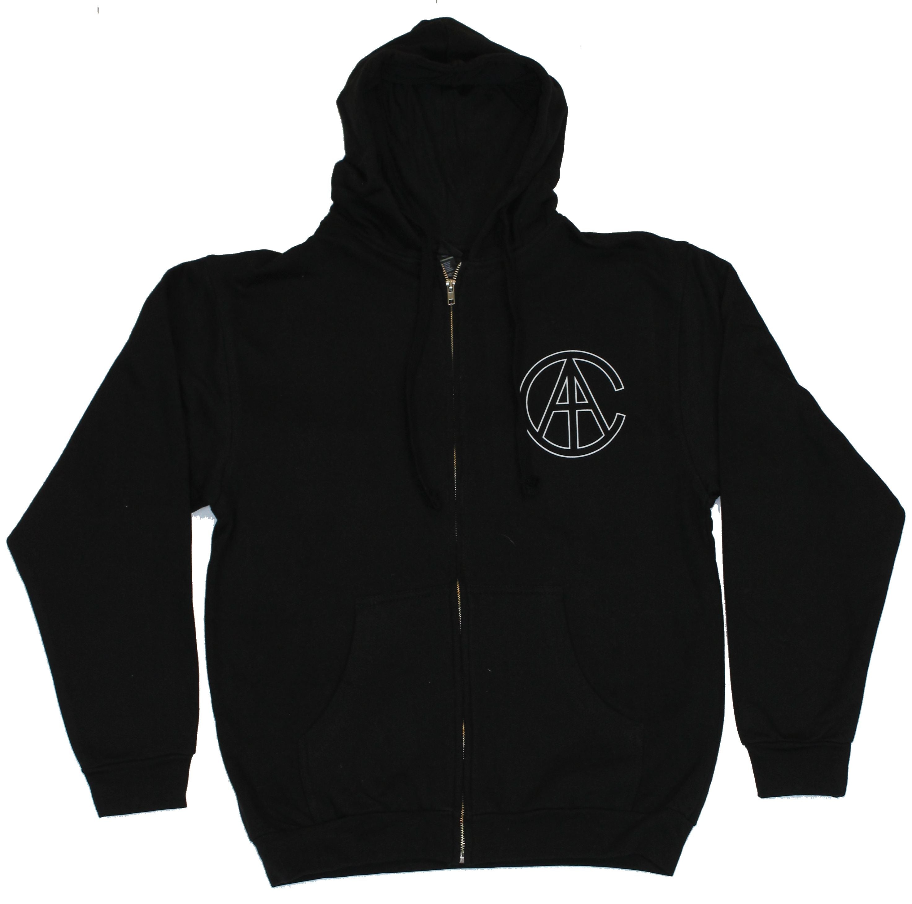 Alice in Chains Mens Zip Up Hoodie - Classic AC Circle Logo Front and Back