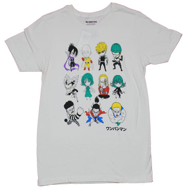 One Punch Man Mens T-Shirt - 11 Chibi Character Collection Line Up