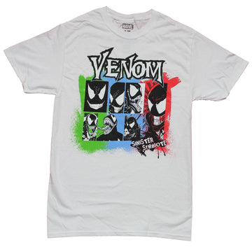 Venom Mens T-Shirt - McFarlane Style Smiling Color Face Boxes