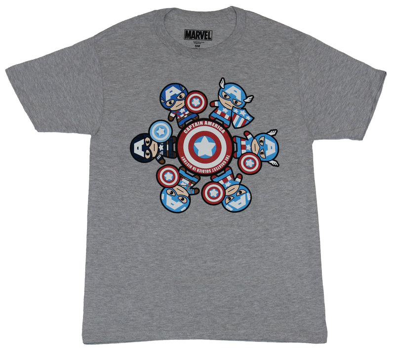 Captain America (Marvel) Mens T-Shirt  - Kawaii History of Cap Around Shield - Inmyparentsbasement.com