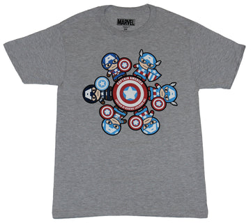 Captain America (Marvel) Mens T-Shirt  - Kawaii History of Cap Around Shield