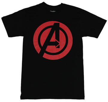 Avengers (Marvel Comics) Mens T-Shirt - Black A All red Avengers Logo Image