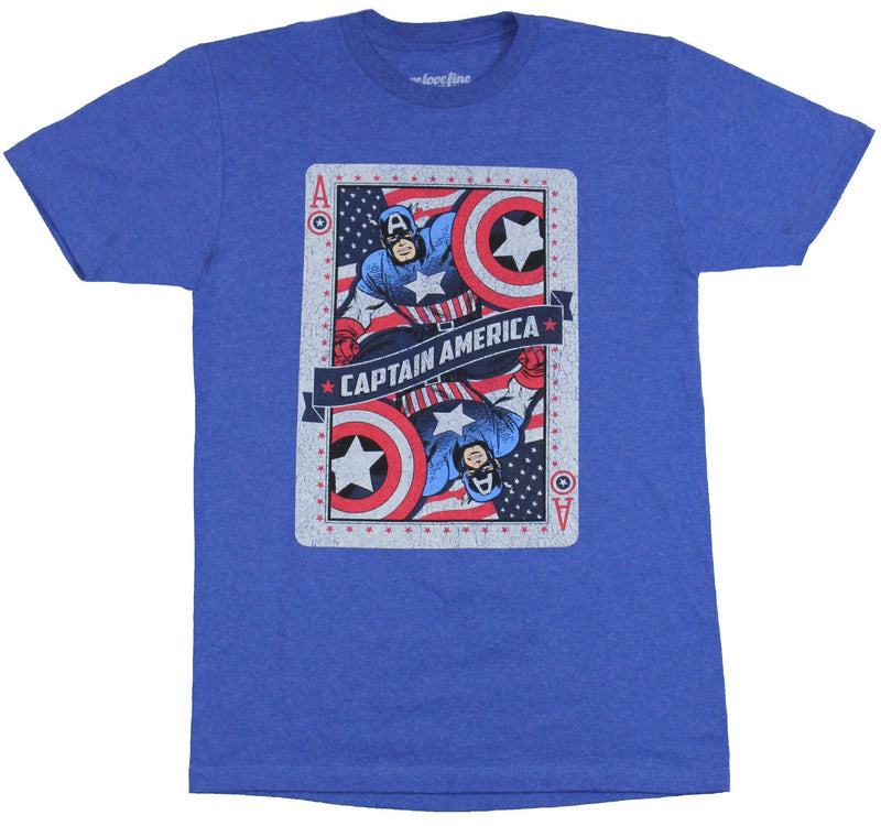 Captain America (Marvel Comics) Mens T-Shirt - Ace Playing Card Image