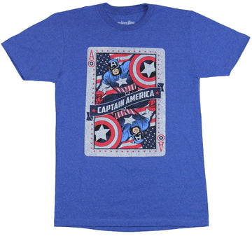 Captain America (Marvel Comics) Mens T-Shirt - Ace Playing Card Image